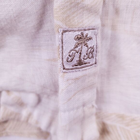 Tommy Bahama Short Sleeve Button Up Yellow Floral Embordered Linen Shirt Large - Picture 6 of 8